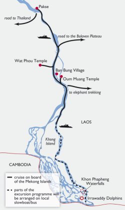 Pakse Mekong Cruise Map